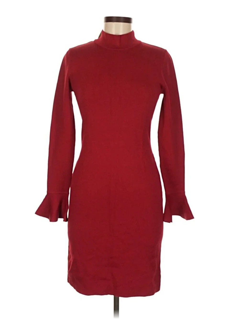 Michael Kors Red Currant Mockneck Sweater Dress – Bell Sleeve – Size S (est.) - Picture 2 of 7